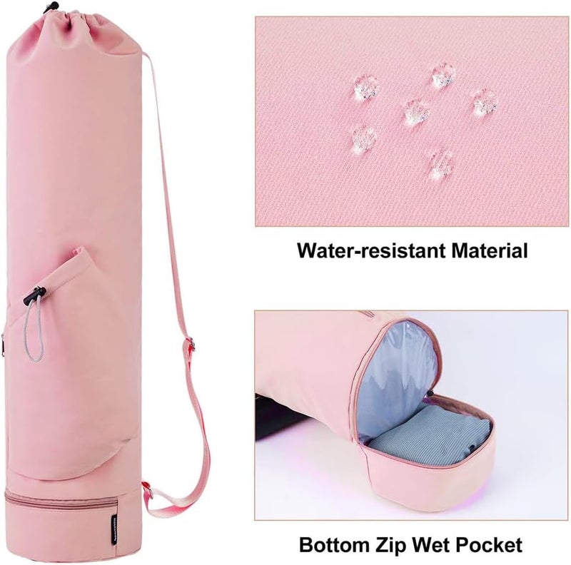 PUXING Yoga Mat Bag Yoga Mat Carrier Bag with Water Bottle Pocket and Bottom Wet Pocket Waterproof Yoga Mat Carry Bag Multi-Functional Storage Bag for Women Men - Image 3